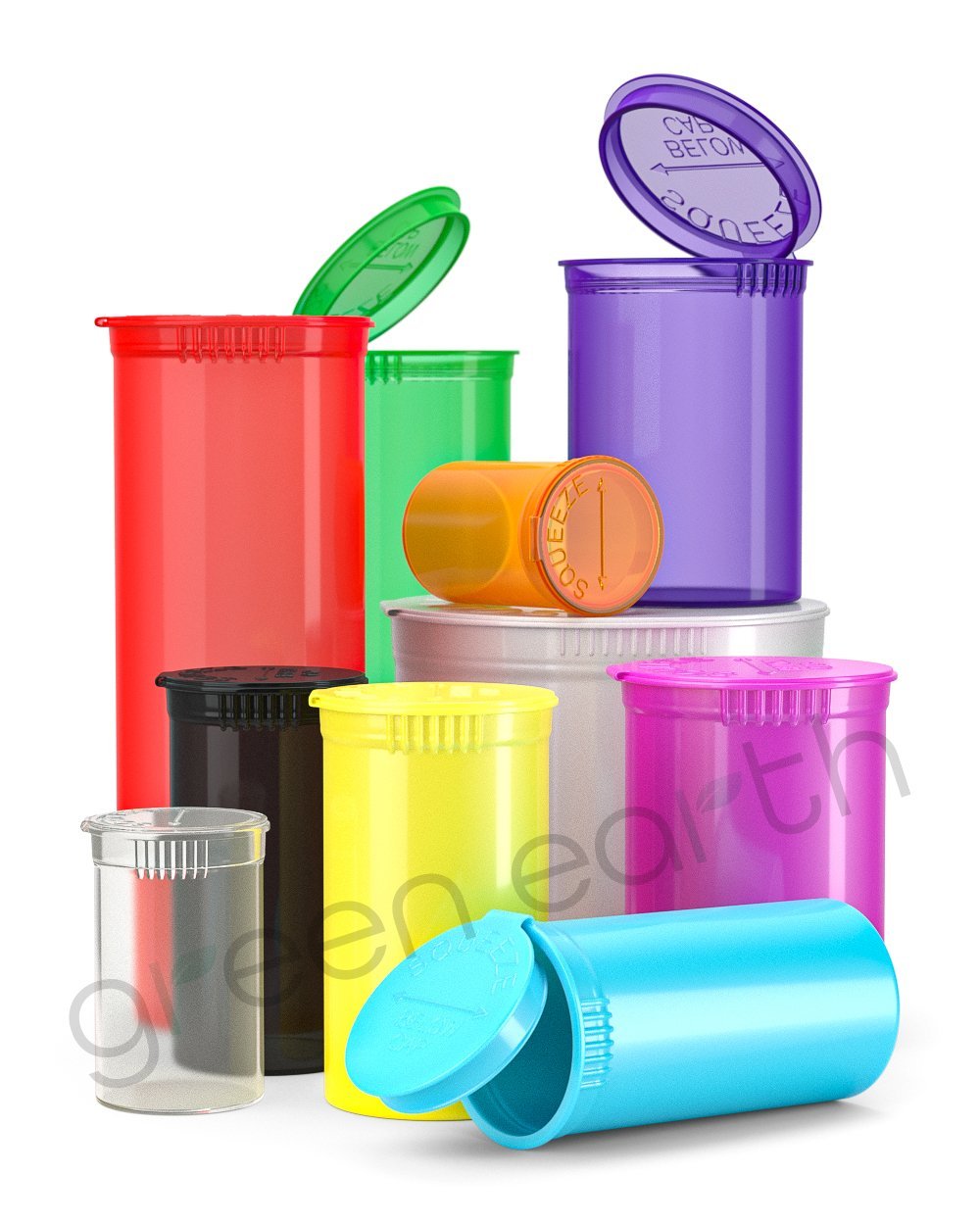 Pop-Top Plastic Jars with Hinged Lid, 1/4 oz, case/100