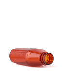 Child Resistant | Push & Turn Plastic Amber Oval Bottles w/ White Ribbed Caps