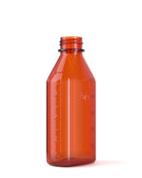 Child Resistant | Push & Turn Plastic Amber Oval Bottles w/ White Ribbed Caps