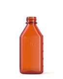 Child Resistant | Push & Turn Plastic Amber Oval Bottles w/ White Ribbed Caps