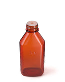Child Resistant | Push & Turn Plastic Amber Oval Bottles w/ White Ribbed Caps