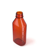 Child Resistant | Push & Turn Plastic Amber Oval Bottles w/ White Ribbed Caps