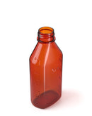 Child Resistant | Push & Turn Plastic Amber Oval Bottles w/ White Ribbed Caps