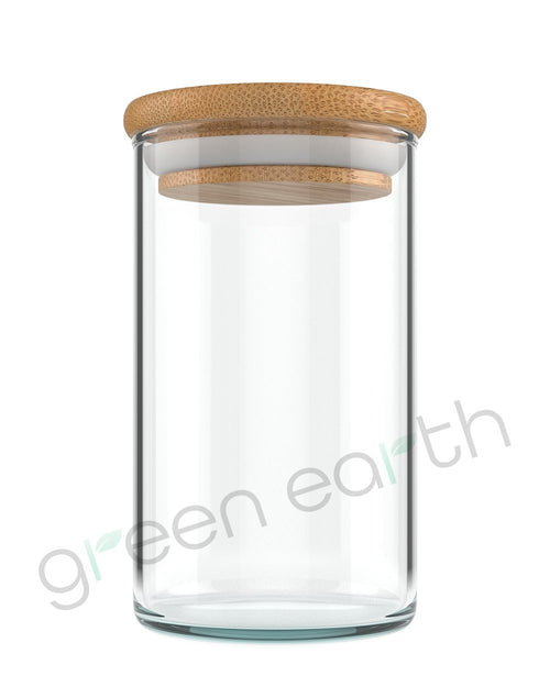 4oz Wooden Lid Suction Glass Jar - Bamboo with Silicone Lid - Fits 7 gram