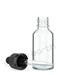 Child Resistant | Glass Tincture Bottles w/ Black Ribbed Dropper Caps Clear 30mL | Green Earth Packaging - 22