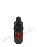 Child Resistant | Glass Tincture Bottles w/ Black Ribbed Dropper Caps Amber 5mL | Green Earth Packaging - 4