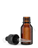 Child Resistant | Glass Tincture Bottles w/ Black Ribbed Dropper Caps Amber 15mL | Green Earth Packaging - 13