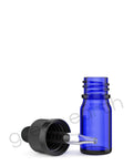Child Resistant | Glass Tincture Bottles w/ Black Ribbed Dropper Caps Blue 5mL | Green Earth Packaging - 15