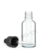 Child Resistant Glass Tincture Bottles w/ Black Ribbed Dropper Caps | Clear - SMPL-GDCRC30 - Green Earth Packaging - 1
