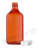 Child Resistant Push & Turn Plastic Amber Oval Bottles w/ White Ribbed Cap | 16 Oz - Amber | Sample Green Earth Packaging - 1