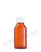Child Resistant Push & Turn Plastic Amber Oval Bottles w/ White Ribbed Caps | 2 Oz - Amber | Sample Green Earth Packaging - 1