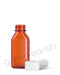Child Resistant Push & Turn Plastic Amber Oval Bottles w/ White Ribbed Caps | 2 Oz - Amber | Sample Green Earth Packaging - 2
