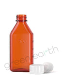 Child Resistant Push & Turn Plastic Amber Oval Bottles w/ White Ribbed Caps | 4 Oz - Amber | Sample Green Earth Packaging - 1