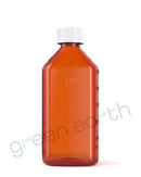 Child Resistant | Push Turn Plastic Amber Oval Bottles w/ White Ribbed Caps 8 Oz | No Oral Adapter Green Earth Packaging - 25
