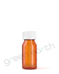 Child Resistant | Push & Turn Plastic Amber Oval Bottles w/ White Ribbed Cap 1 Oz | No Oral Adapter Green Earth Packaging - 2