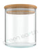 Straight Sided Clear Glass Jars w/ Wooden Lids | 18 Oz - Clear | Sample Green Earth Packaging - 1