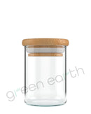 Straight Sided Clear Glass Jars w/ Wooden Lids | 4 Oz - Clear | Sample Green Earth Packaging - 1